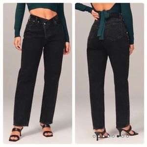 Abercrombie & Fitch Womens Curve Love The Dad High Rise Jeans 33 16R Cross Front